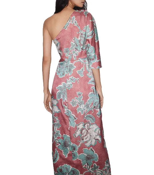 Asymmetrical Printed Midi Dress Multi