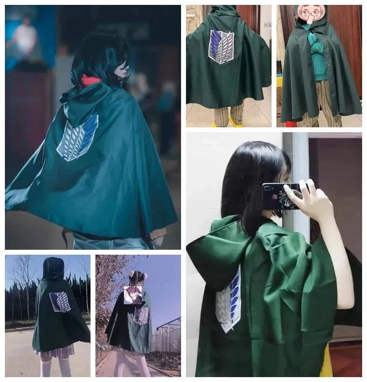 Attack on Titan Green Hoodie Cloak Anime Cosplay | Unisex | One Size |