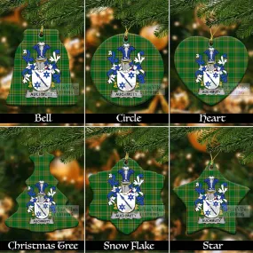 Auchmuty Irish Clan Tartan Christmas Ceramic Ornament with Coat of Arms