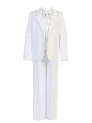 Baby Boys White Brocade Jacket Pants Vest Tie Shirt Suit 6-24M