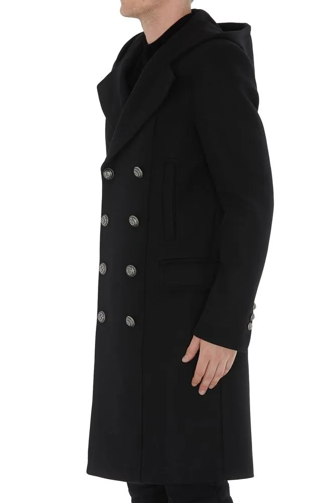 Balmain Hooded Double Breasted Coat