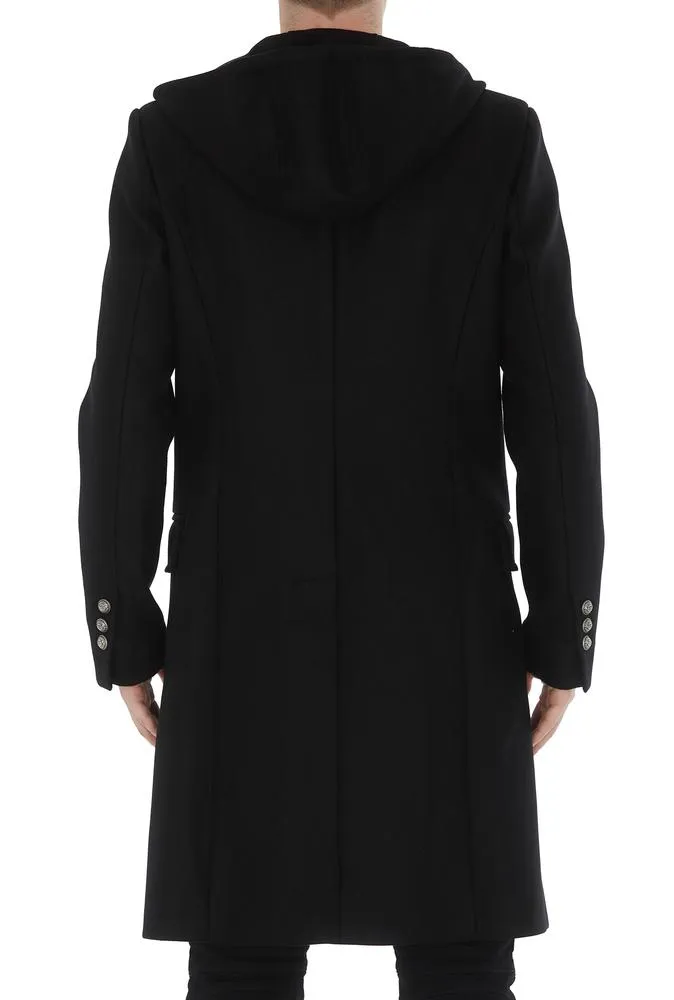 Balmain Hooded Double Breasted Coat