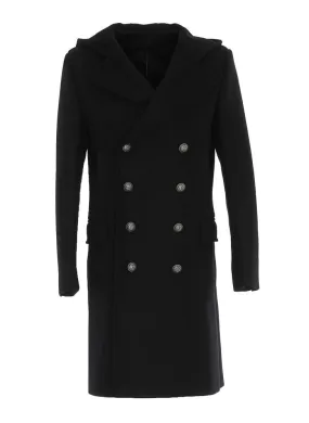 Balmain Hooded Double Breasted Coat