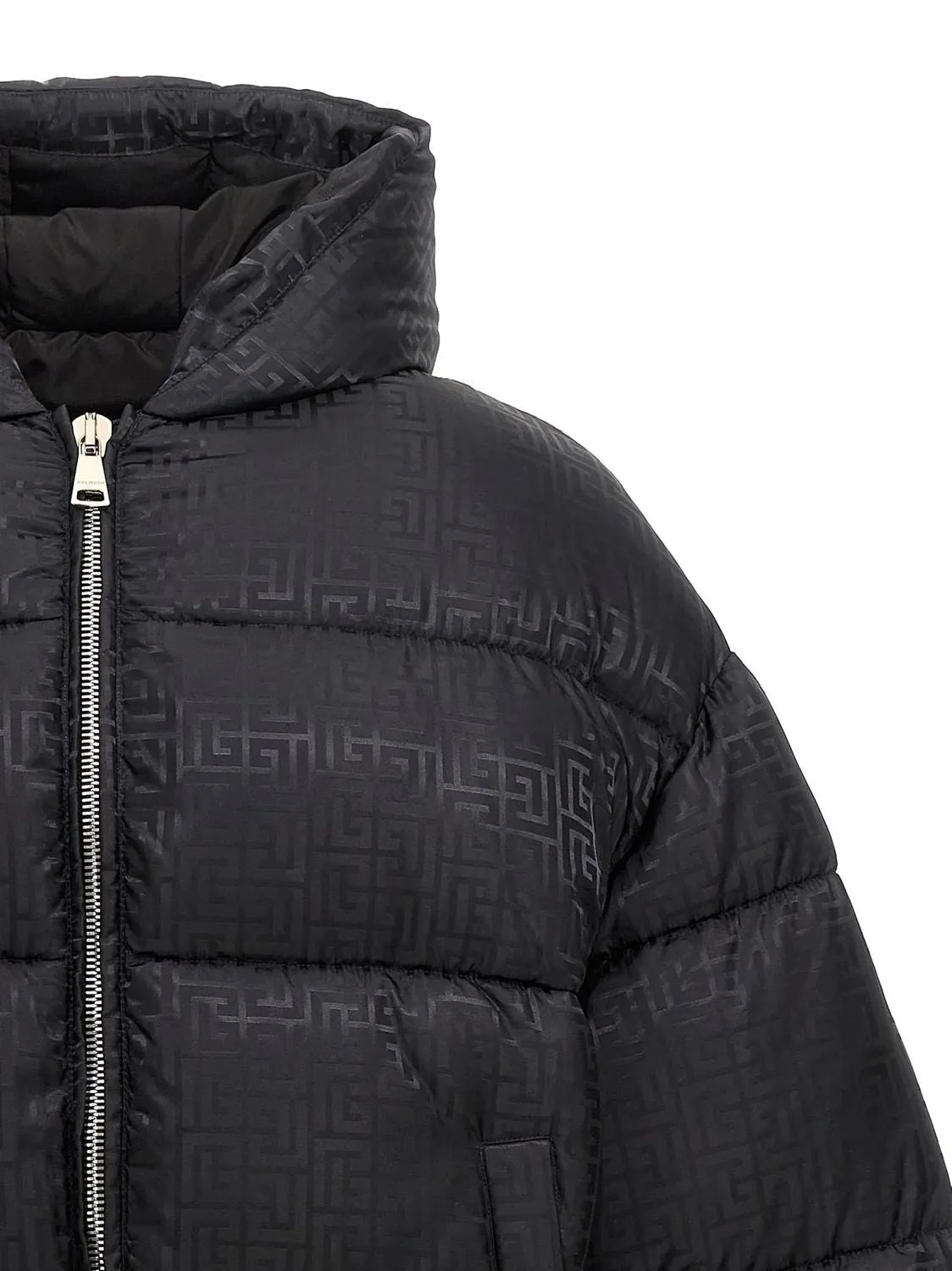 BALMAIN Luxury Monogram Hooded Puffer Jacket