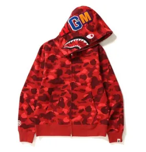 BAPE COLOR CAMO SHARK FULL ZIP HOODIE RED