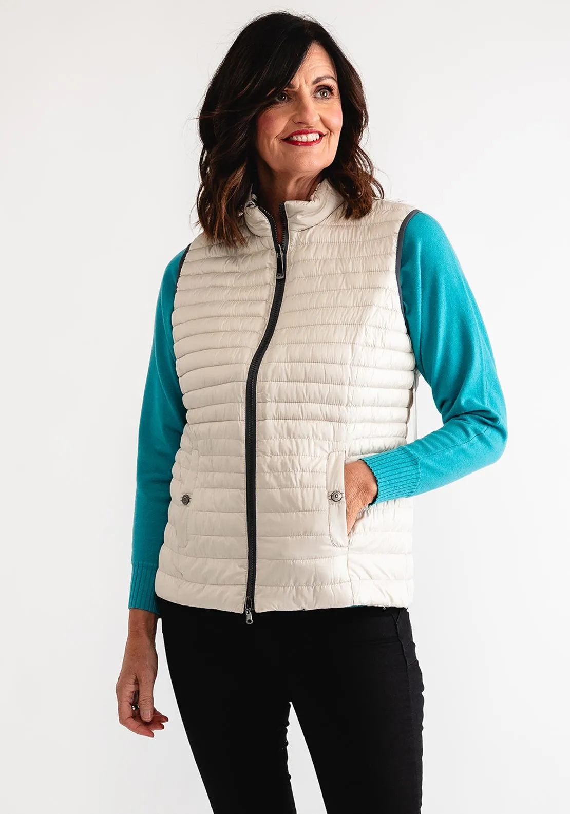 Barbara Lebek Reversible Padded Gilet, Cream