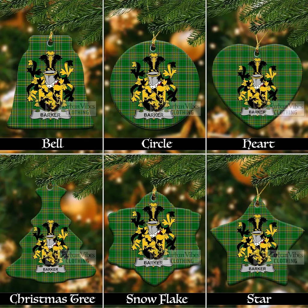 Barker Irish Clan Tartan Christmas Ceramic Ornament with Coat of Arms