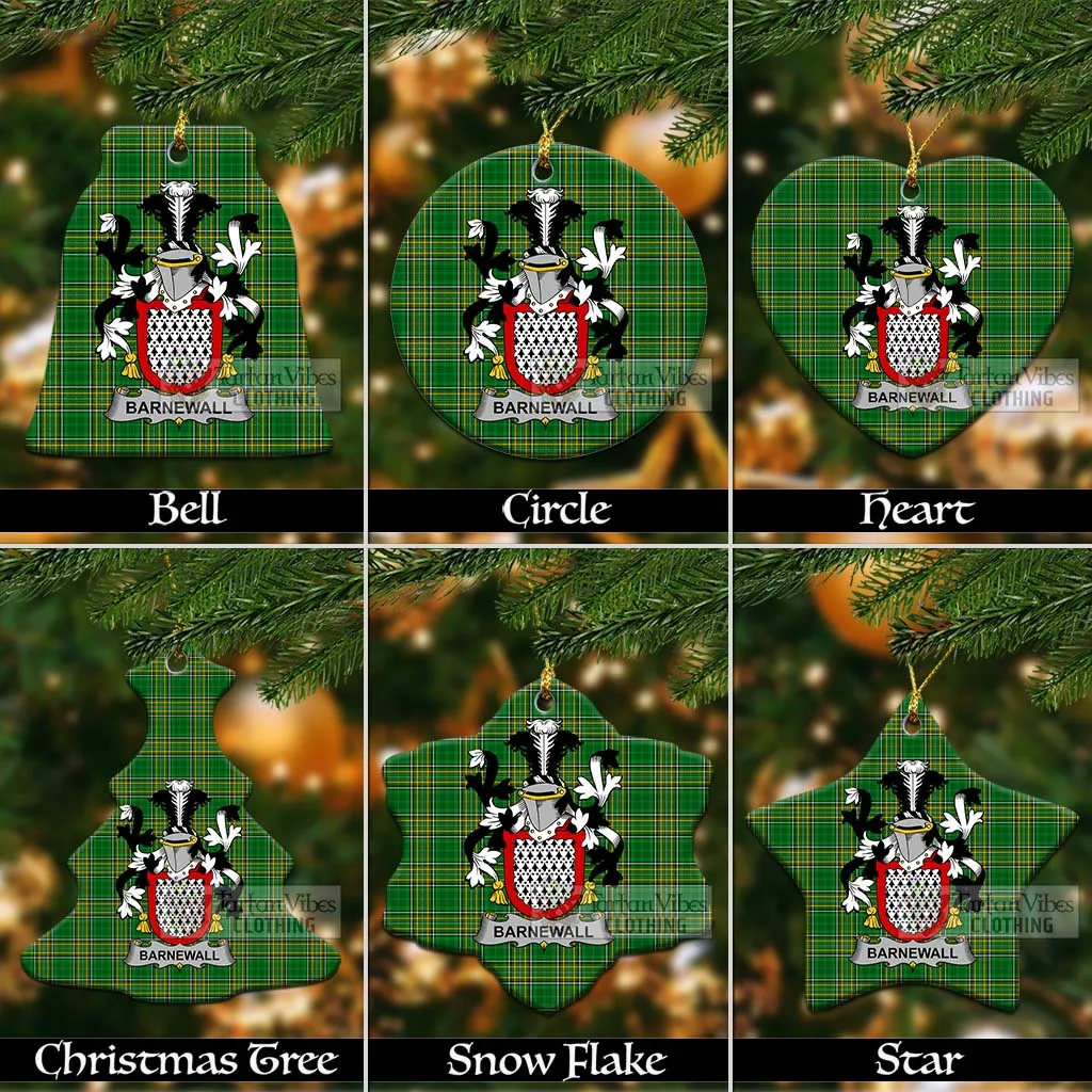 Barnewall Irish Clan Tartan Christmas Ceramic Ornament with Coat of Arms