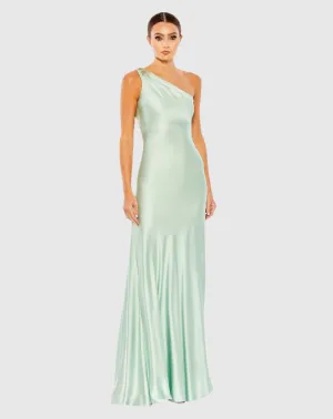 Beaded One Shoulder Column Gown