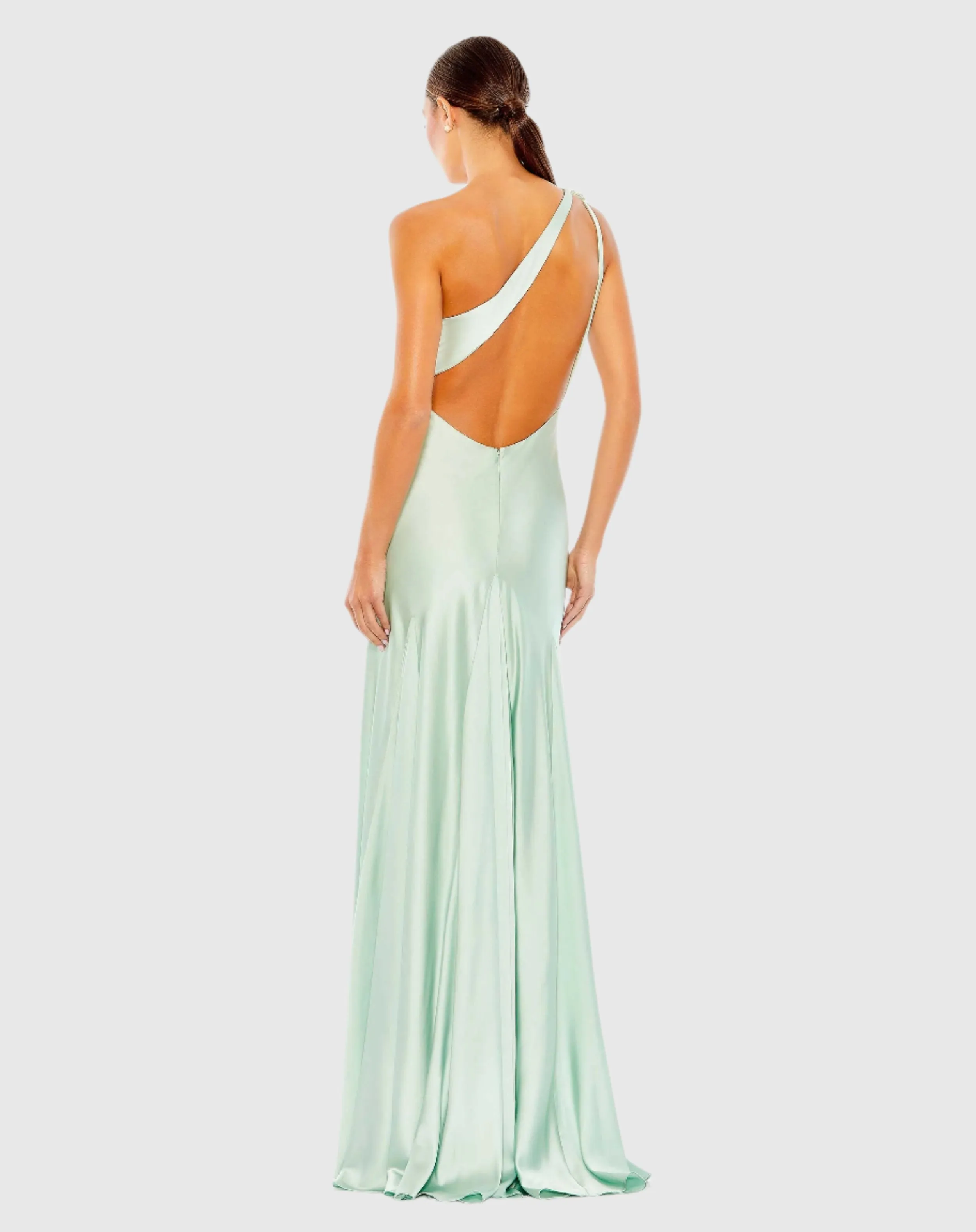 Beaded One Shoulder Column Gown