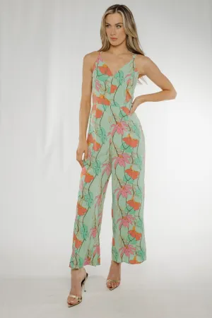 Becca Jumpsuit in Green Floral