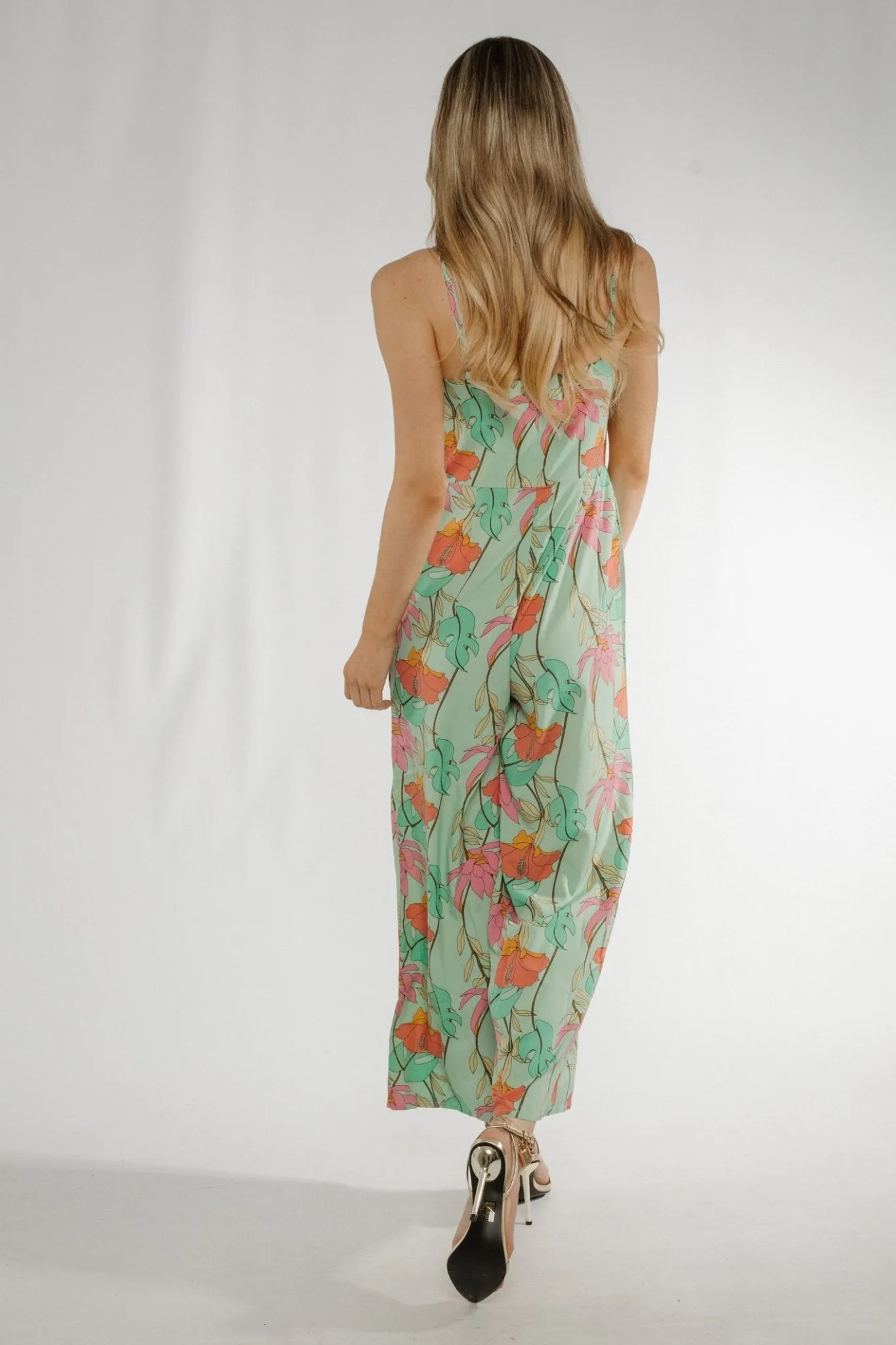 Becca Jumpsuit in Green Floral