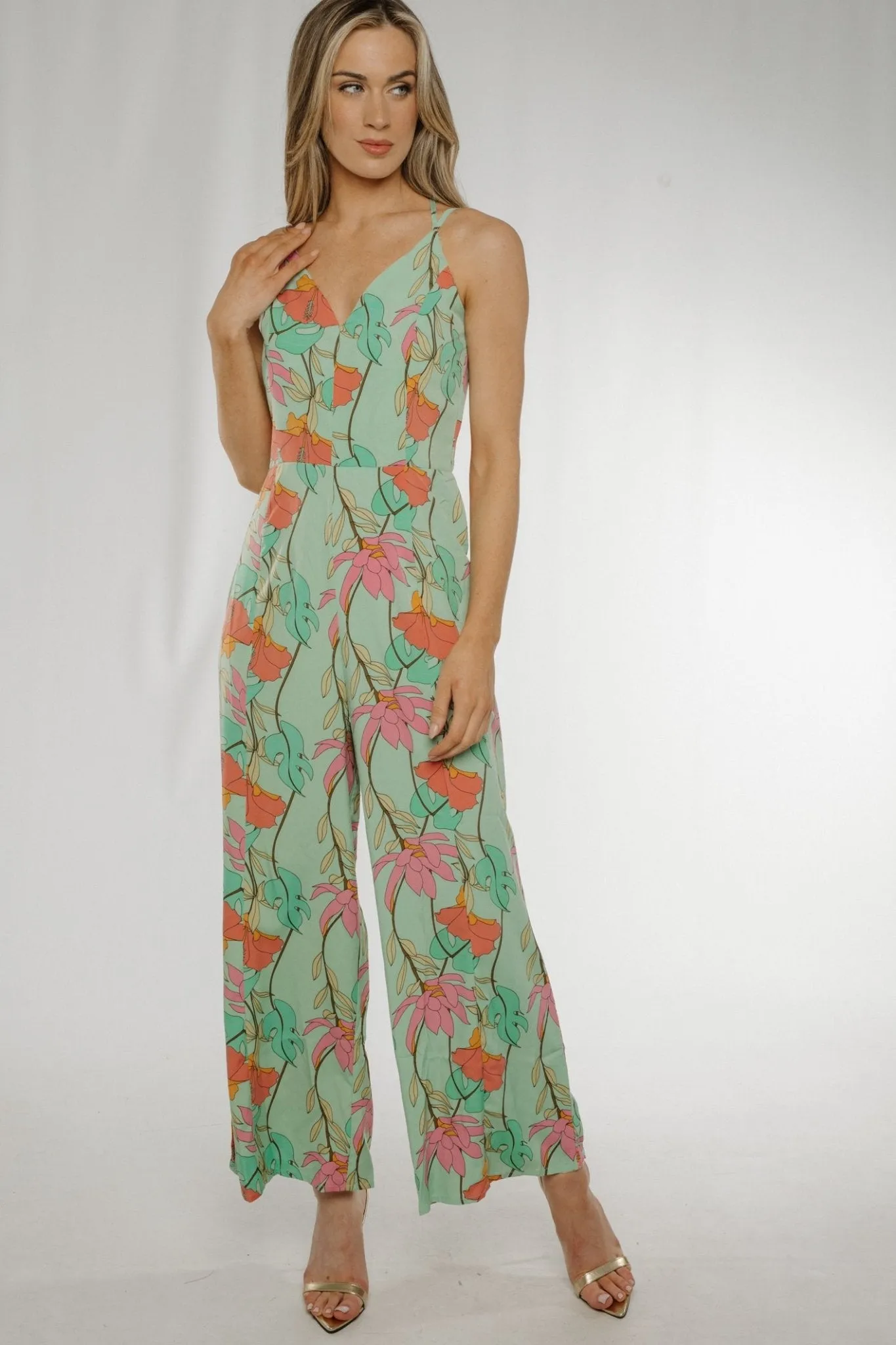 Becca Jumpsuit in Green Floral