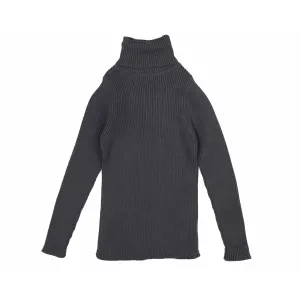 Belati  Charcoal Basic Ribbed Turtleneck Shell