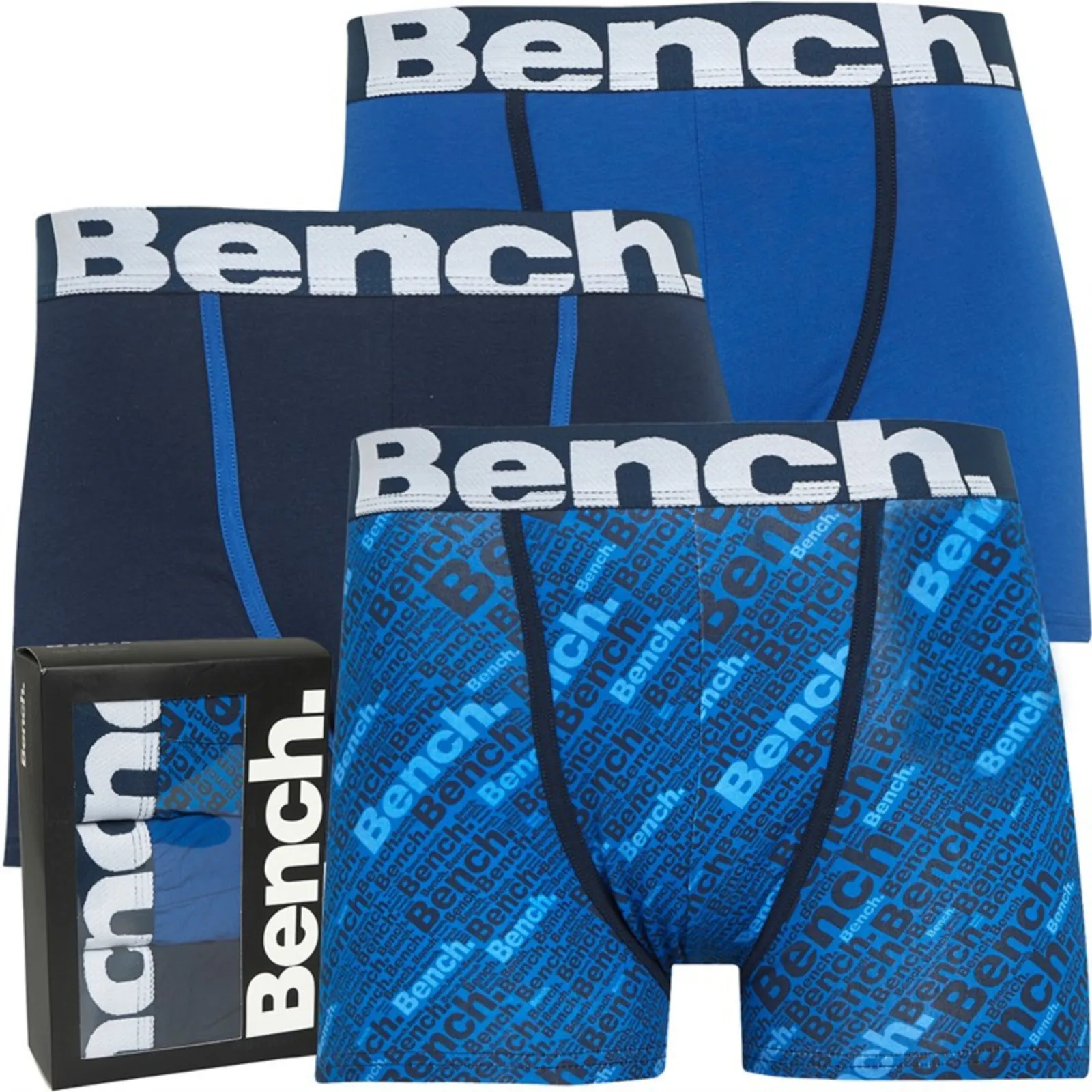 Bench Mens Bamber Boxer Shorts - 3 Pair Pack - Blue