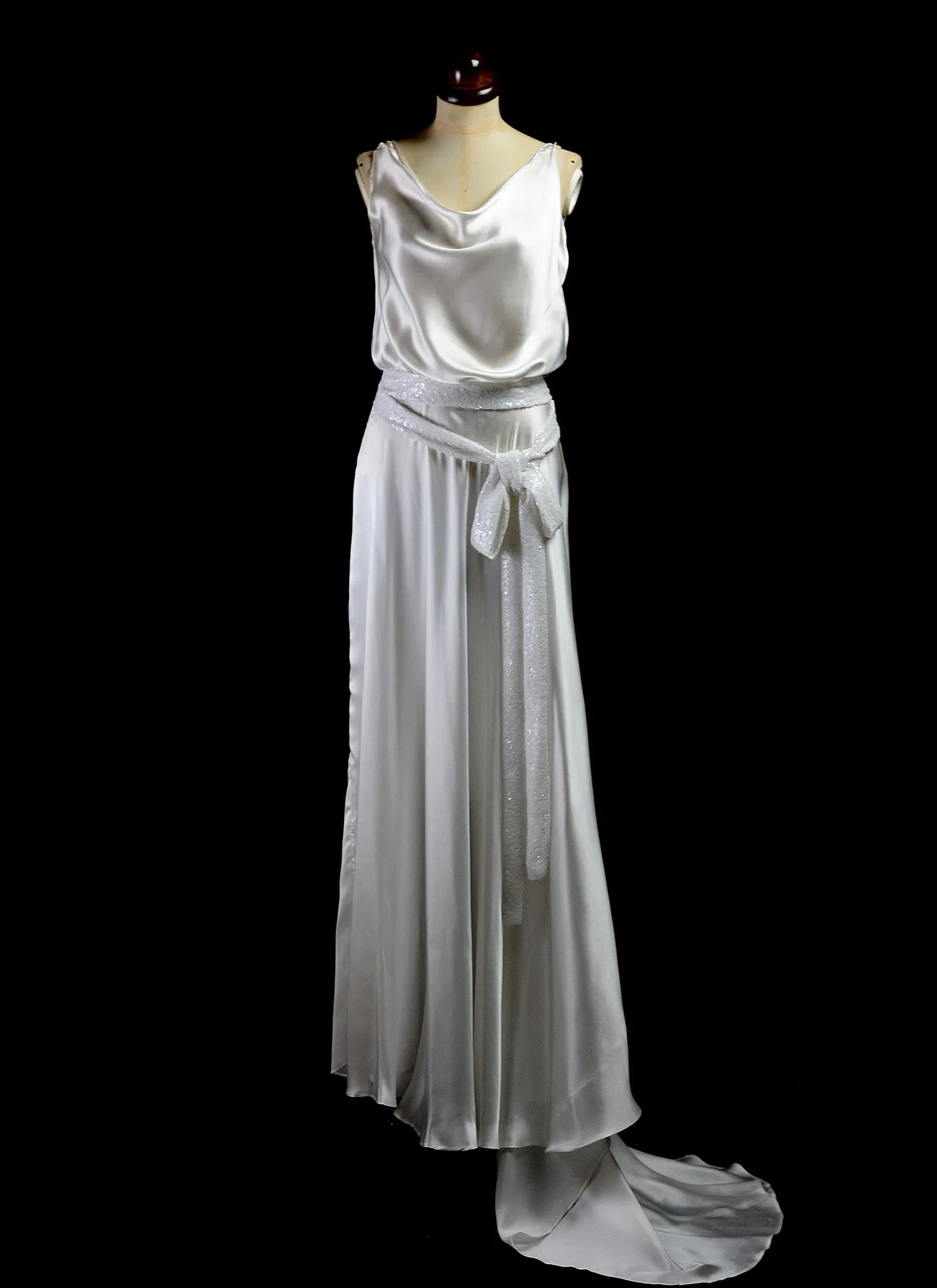 Bespoke Silk Satin Bias Cut Wedding Dress