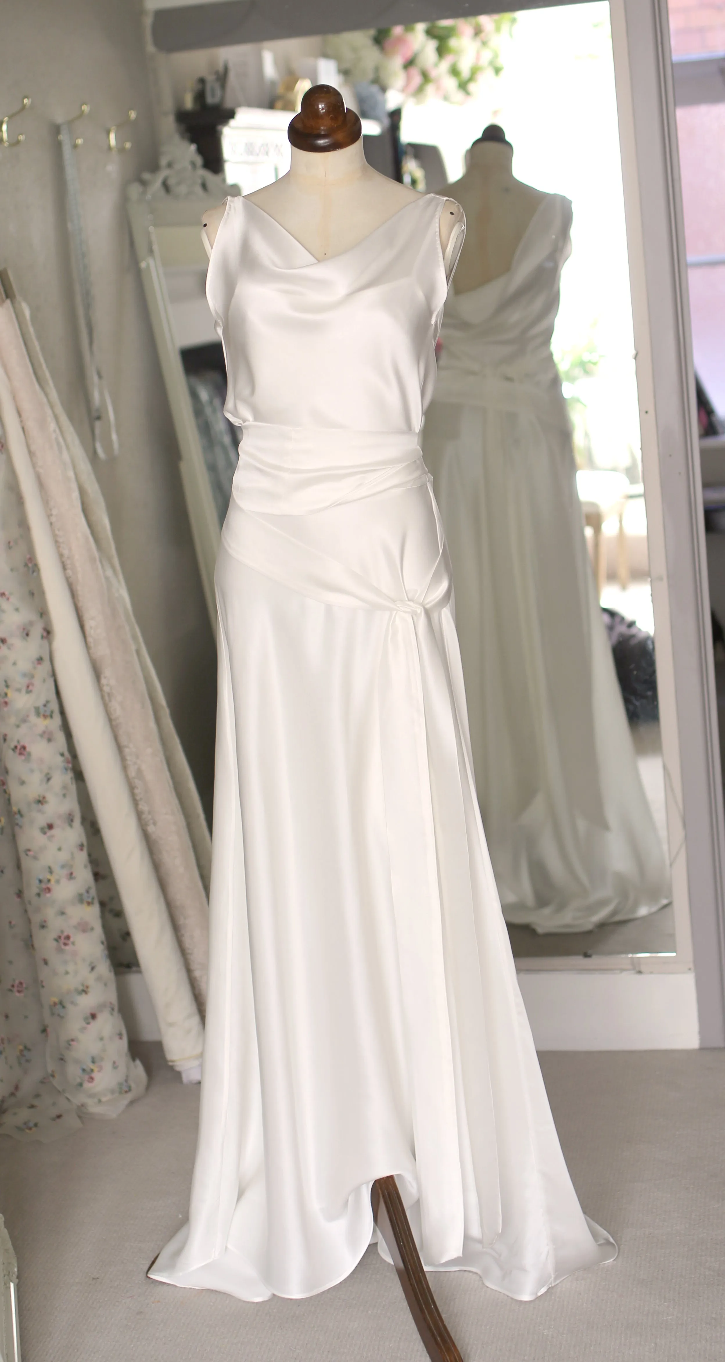 Bespoke Silk Satin Bias Cut Wedding Dress