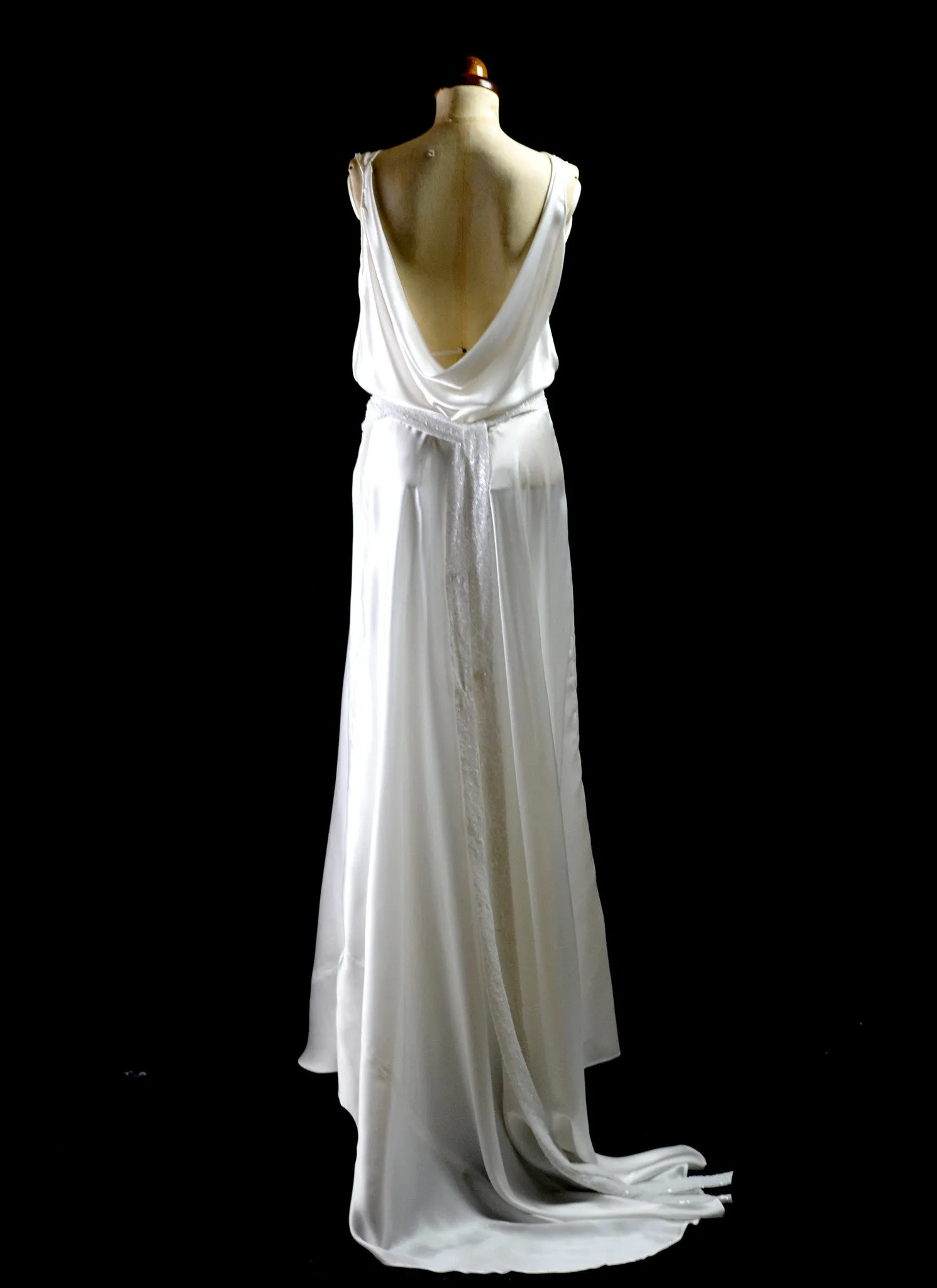 Bespoke Silk Satin Bias Cut Wedding Dress