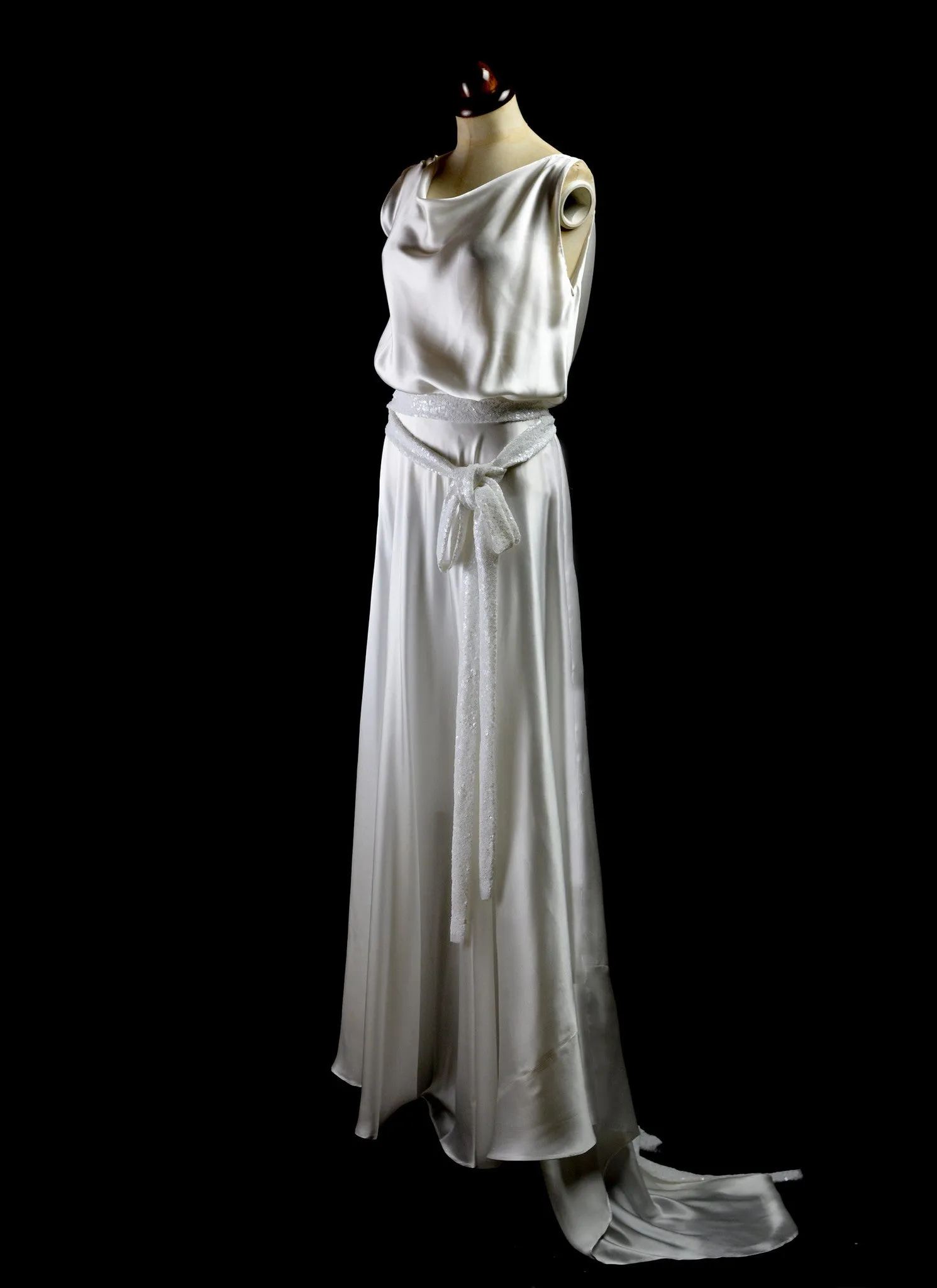 Bespoke Silk Satin Bias Cut Wedding Dress