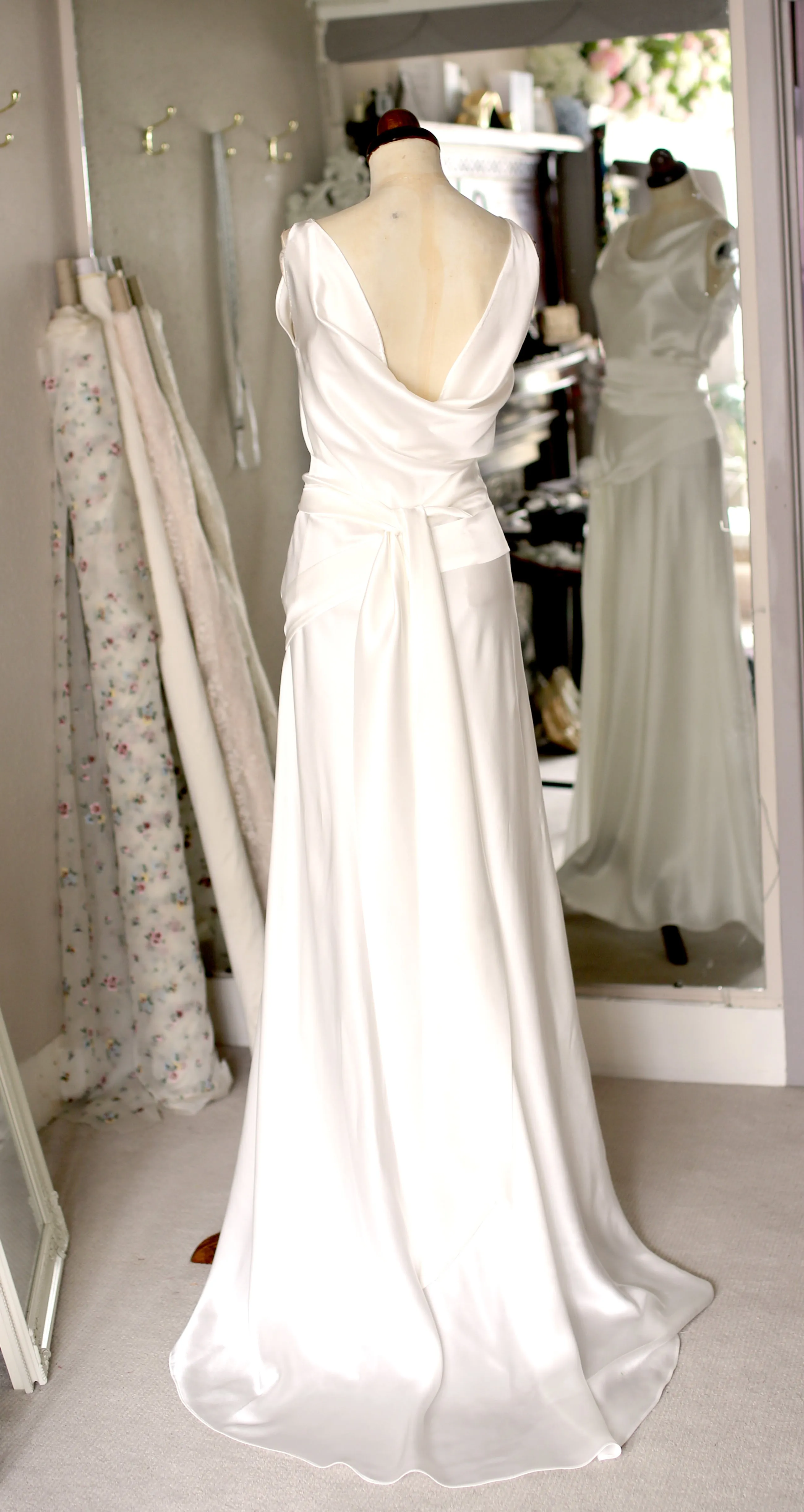 Bespoke Silk Satin Bias Cut Wedding Dress