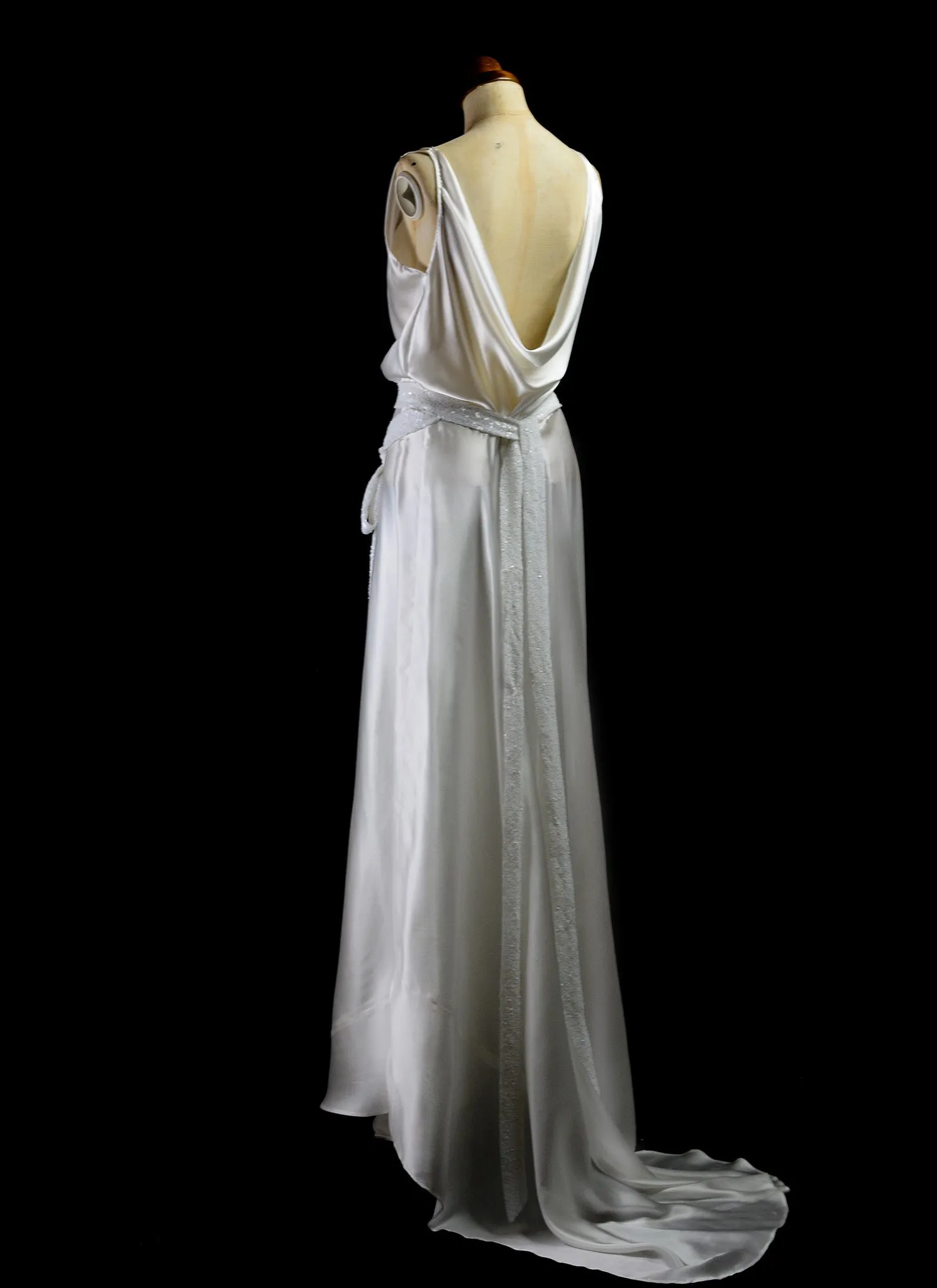 Bespoke Silk Satin Bias Cut Wedding Dress