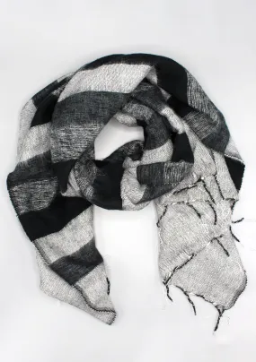 Black and Grey Stripe Yak Wool Wrap