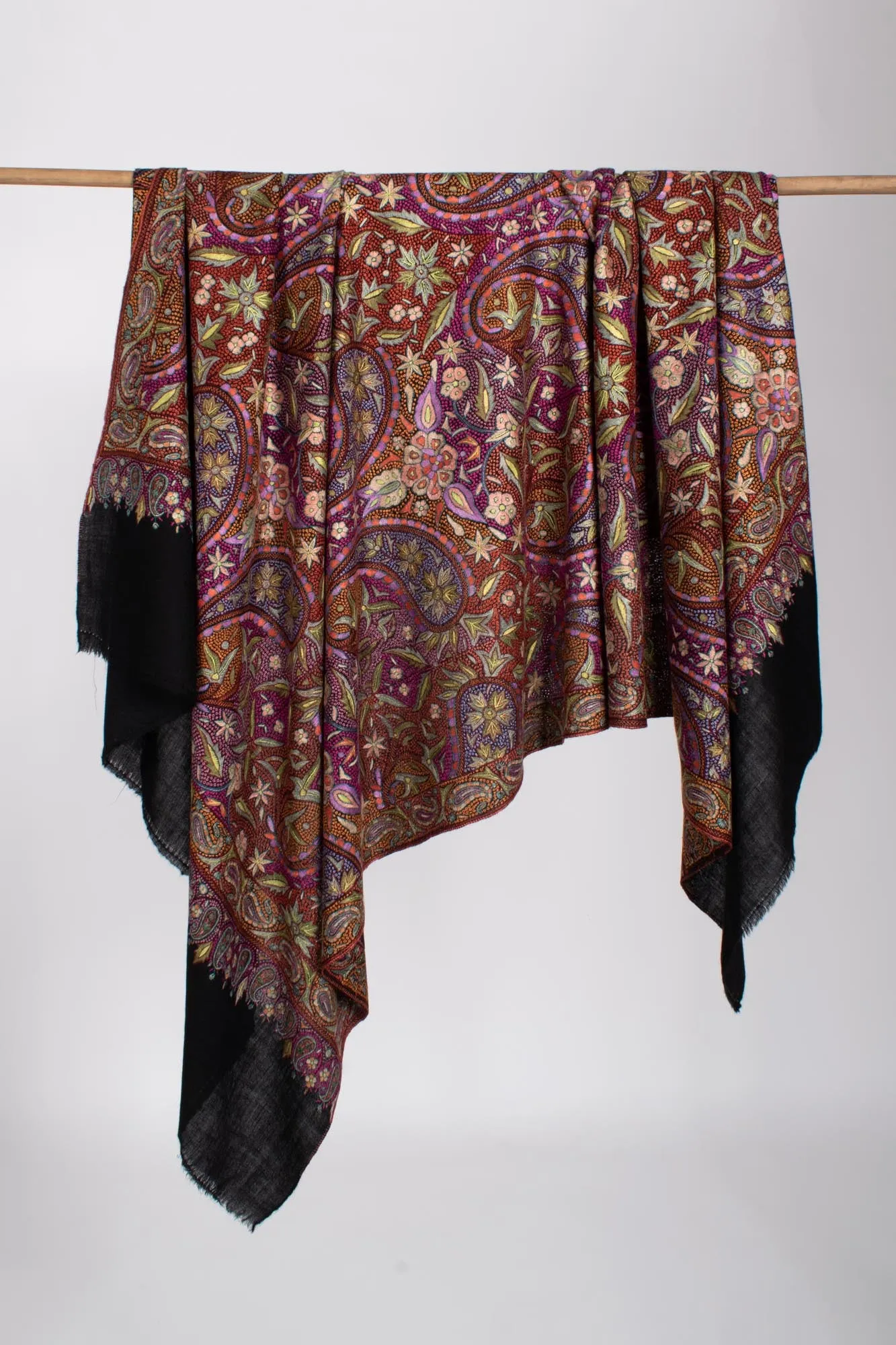 Black Papermachie Paisley Jamavar Shawl