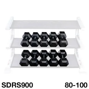 Body Solid 80 thru 100 lb Rubber Hex Dumbbell Set