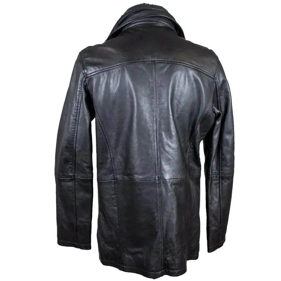 BOL Men's Long Leather Car Coat