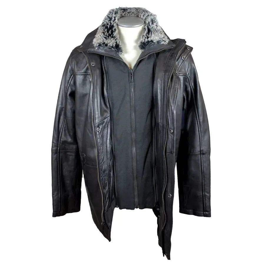 BOL Men's Long Leather Car Coat