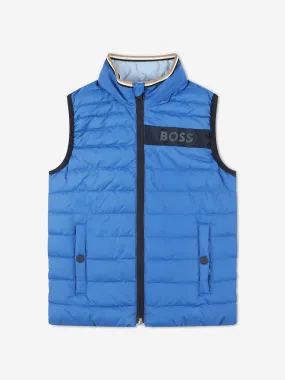 BOSS Boys Reversible Padded Gilet in Blue