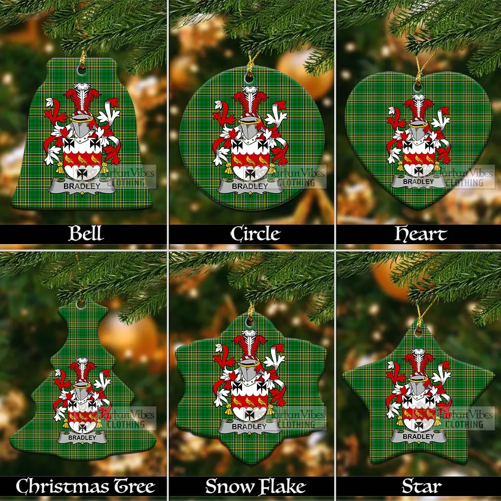 Bradley Irish Clan Tartan Christmas Ceramic Ornament with Coat of Arms