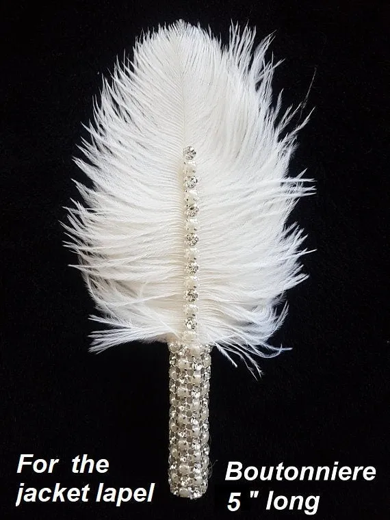 Bridal Feather Fan bouquet, Great Gatsby wedding style -ANY COLOUR by Crystal wedding uk