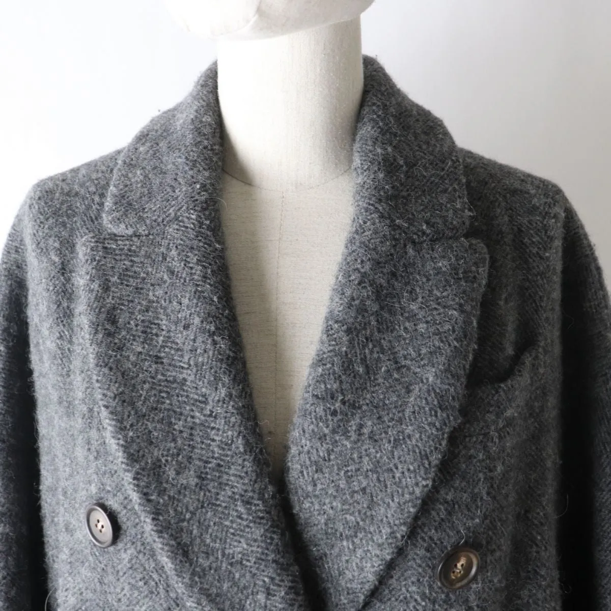 Brunello Cucinelli Wool Alpaca Double Chester Coat Grey