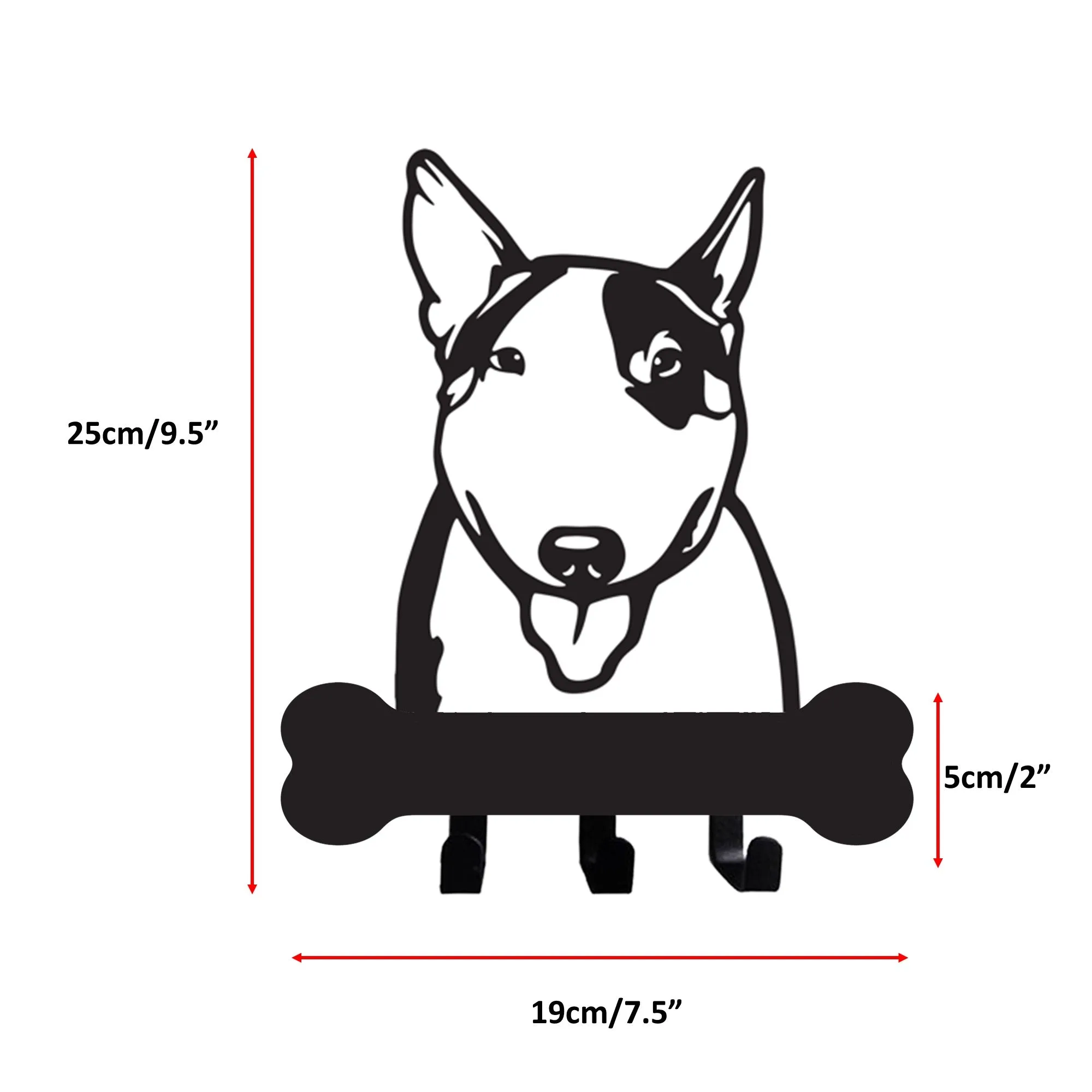 Bull Terrier Dog Wall Hook for Leash Keys Towel