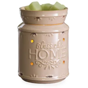 CANDLE WARMERS ETC. Illumination Fragrance Warmer- Light-Up Warmer for Warming Scented Candle Wax Melts and Tarts or Essential Oils to Freshen Room, Bless This Home Cream