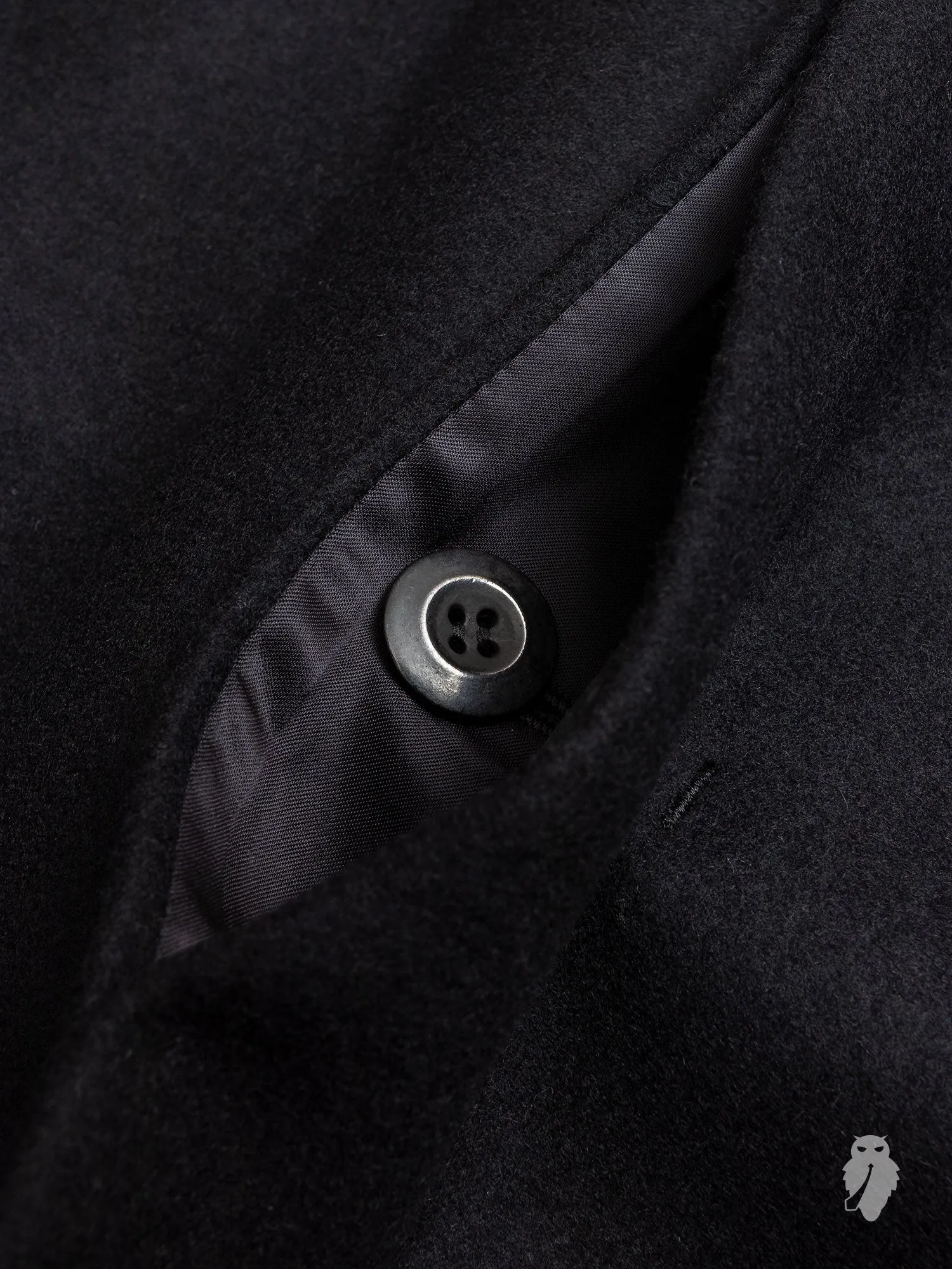 Cashmere Melton Stand Collar Coat in Black