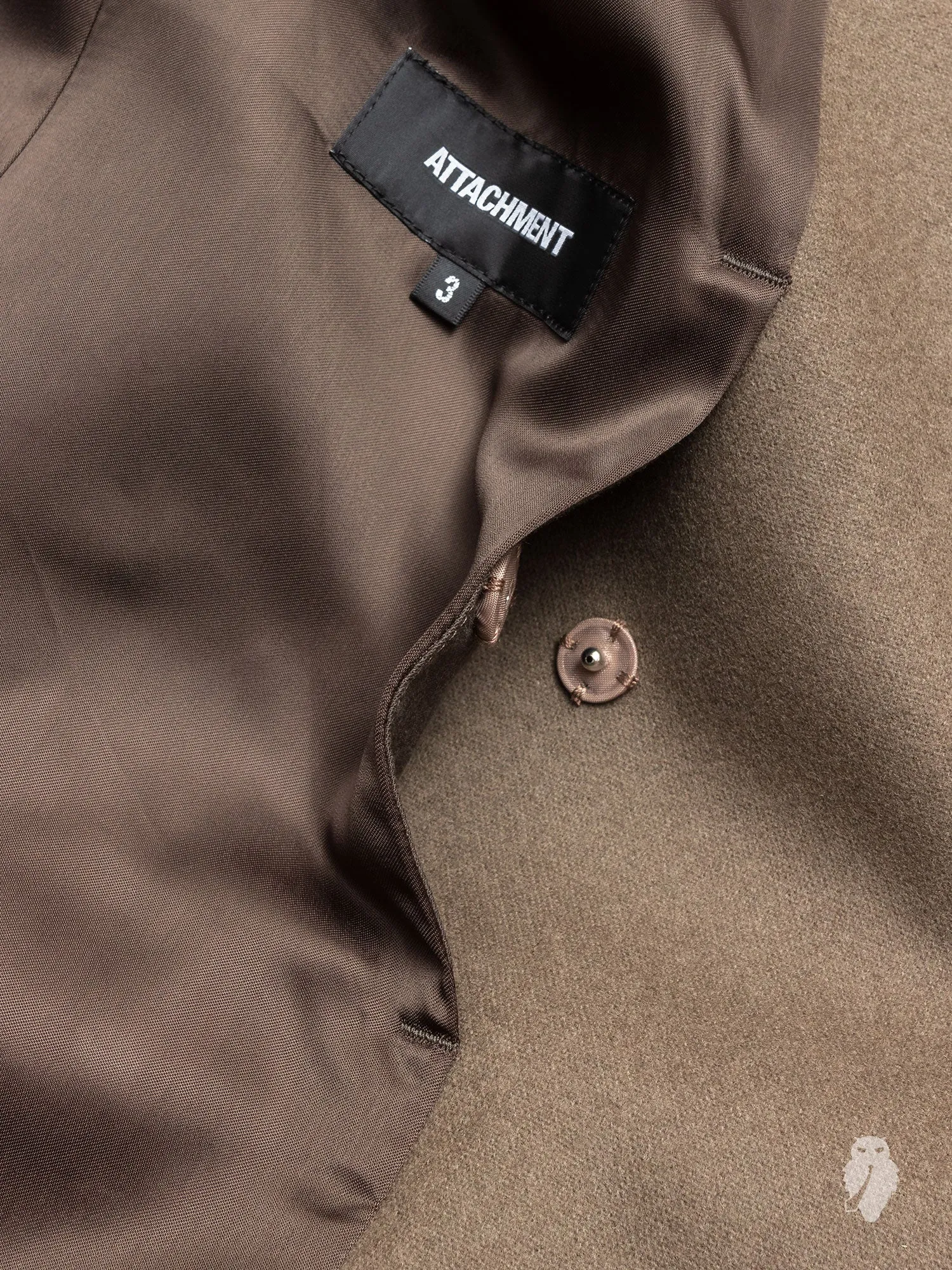 Cashmere Melton Stand Collar Coat in Khaki