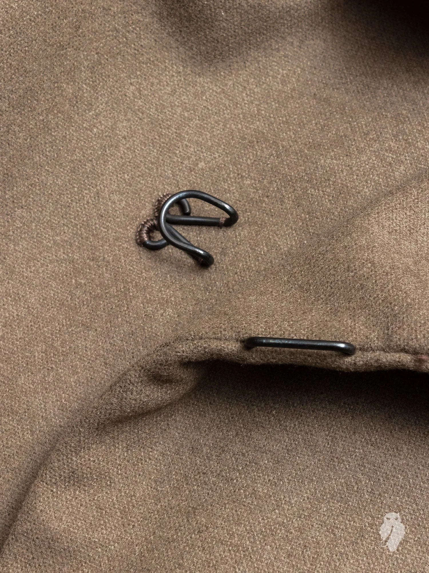 Cashmere Melton Stand Collar Coat in Khaki