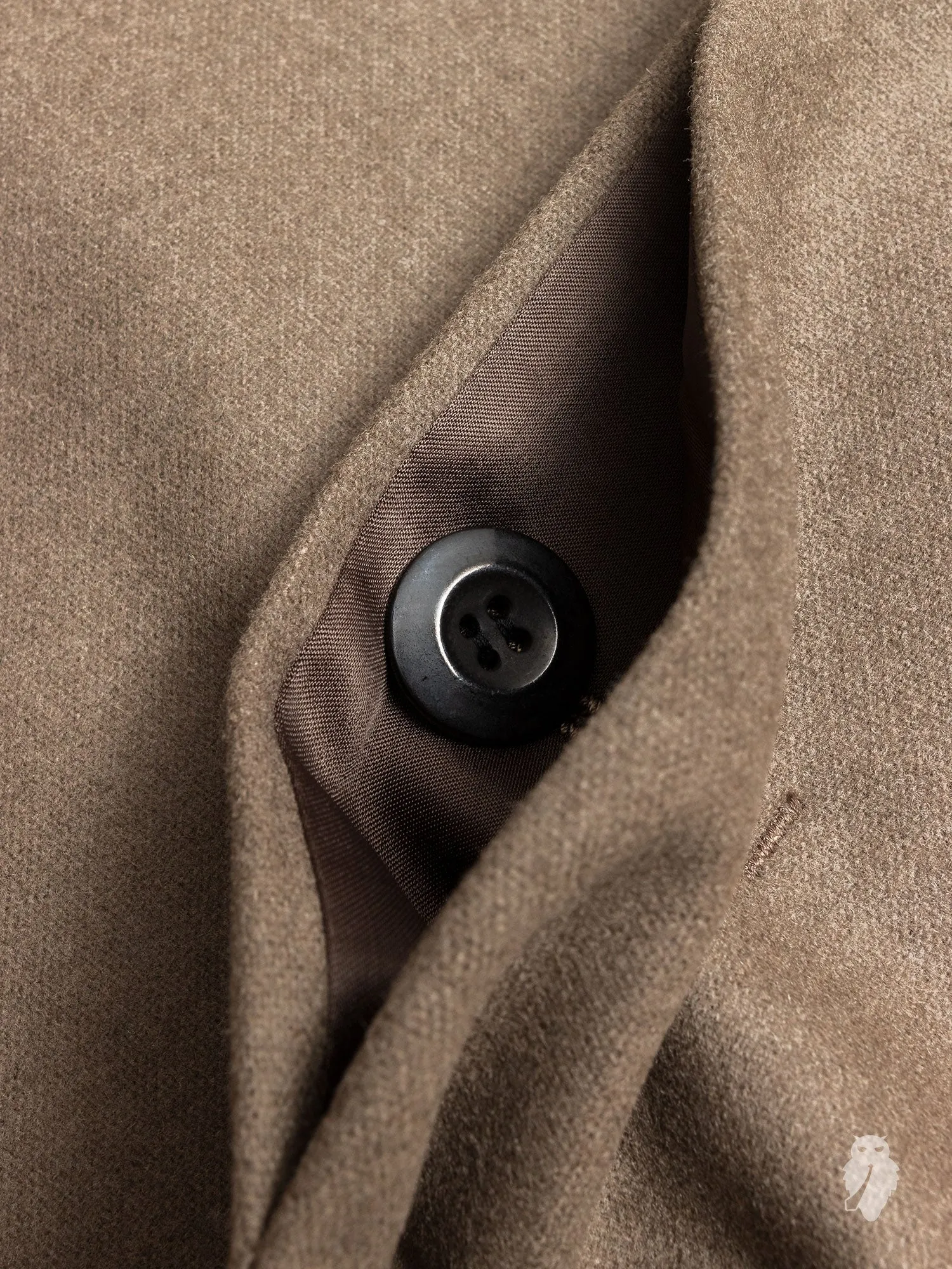 Cashmere Melton Stand Collar Coat in Khaki