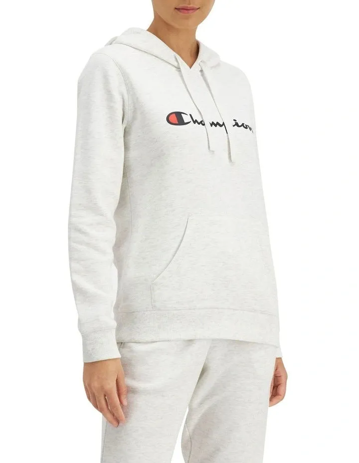 Champion Womens Script Hoodie - Light Snow Marle