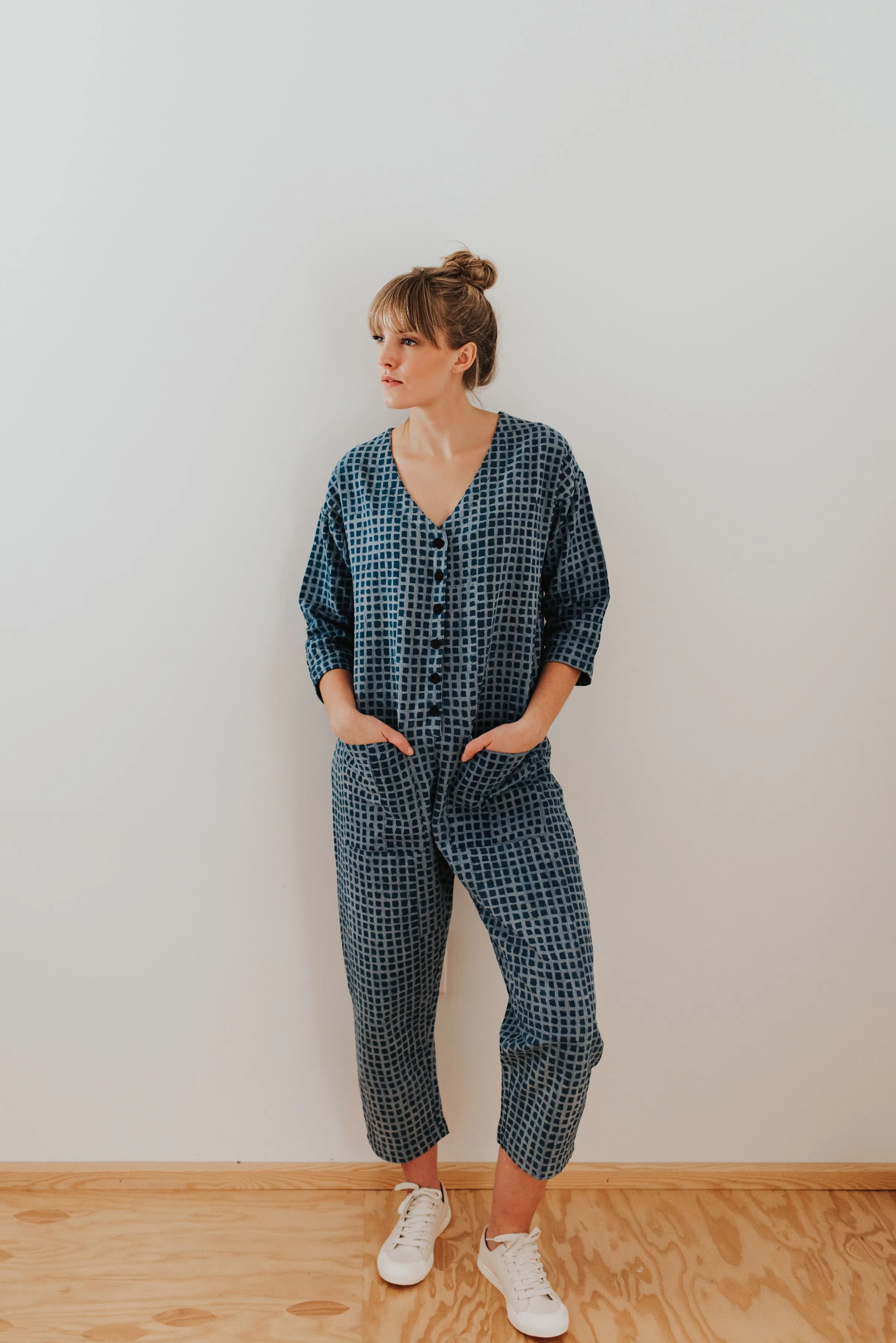 Check Indigo Jumpsuit