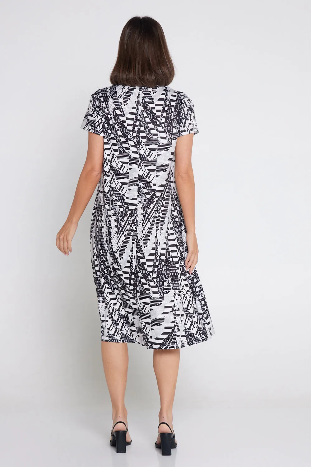 Christobel Dress - Black/White Collage