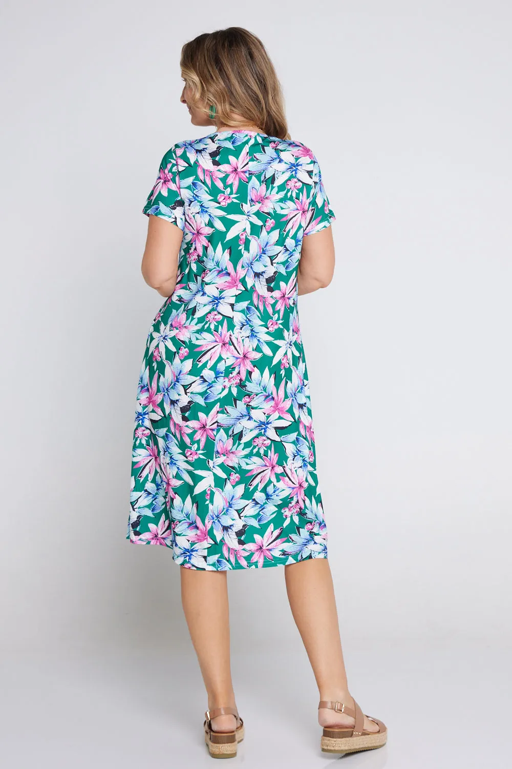 Christobel Dress - Jade/Pink Tropical Floral