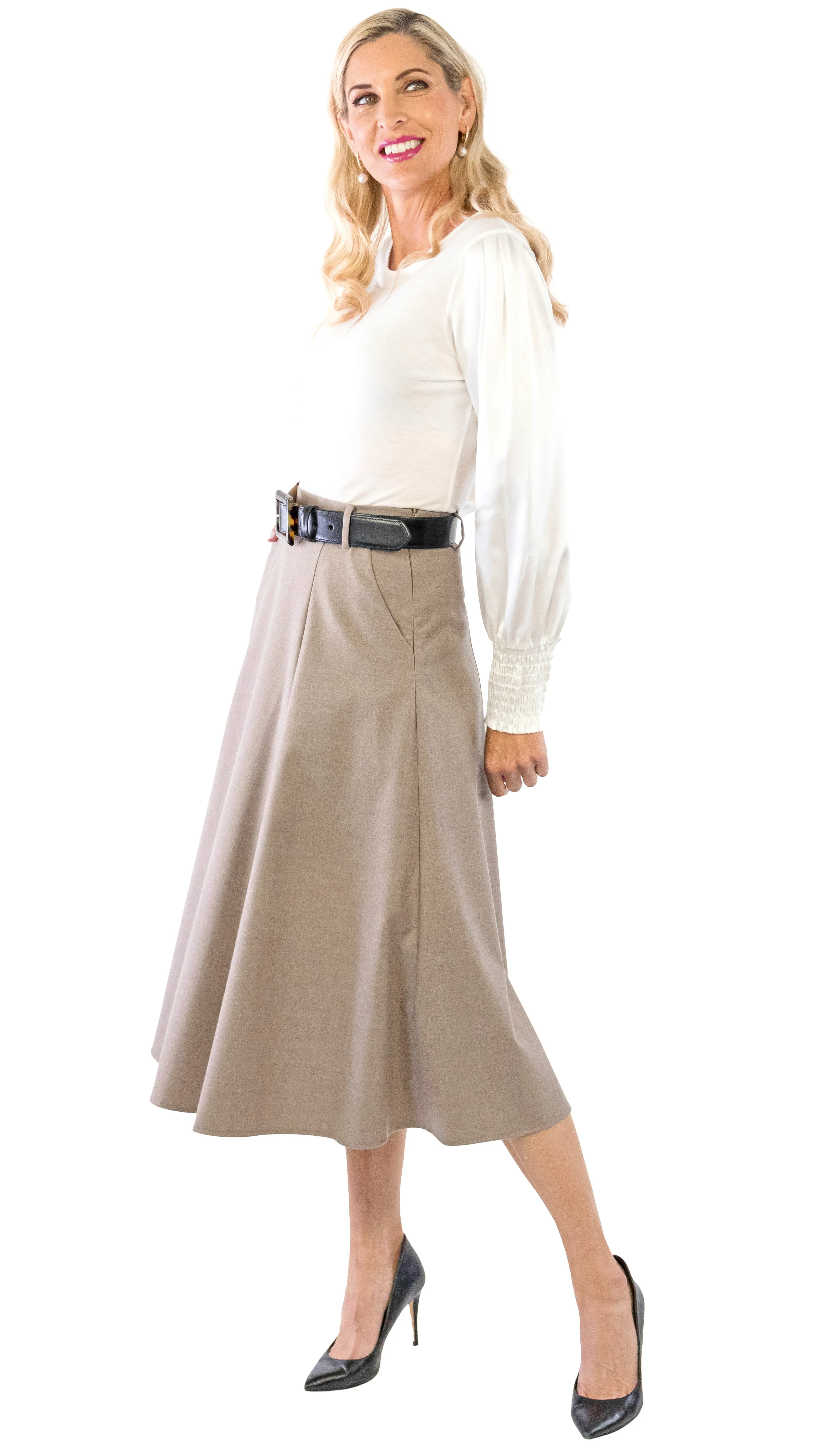 Classic Midi Skirt - Taupe