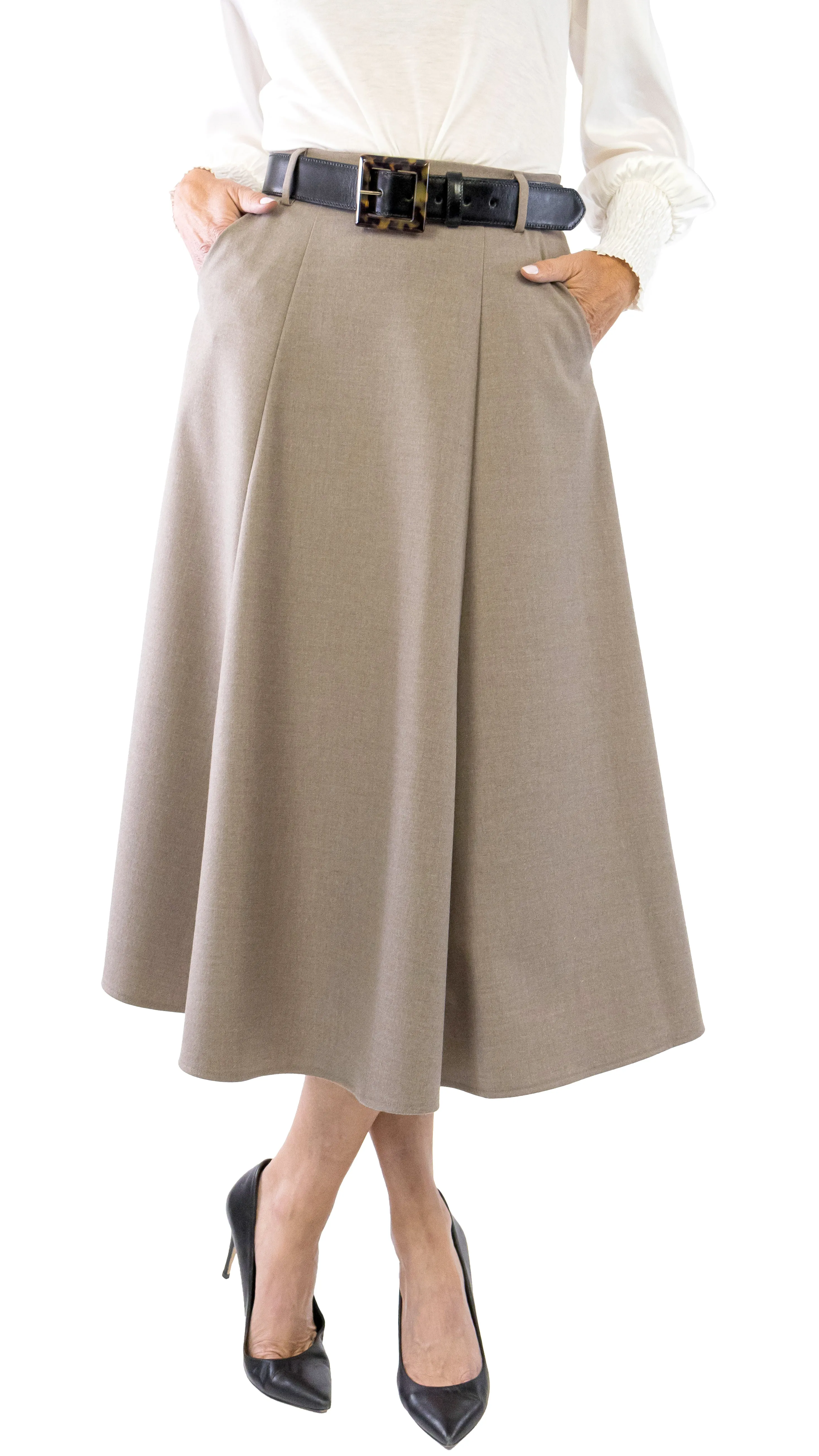 Classic Midi Skirt - Taupe