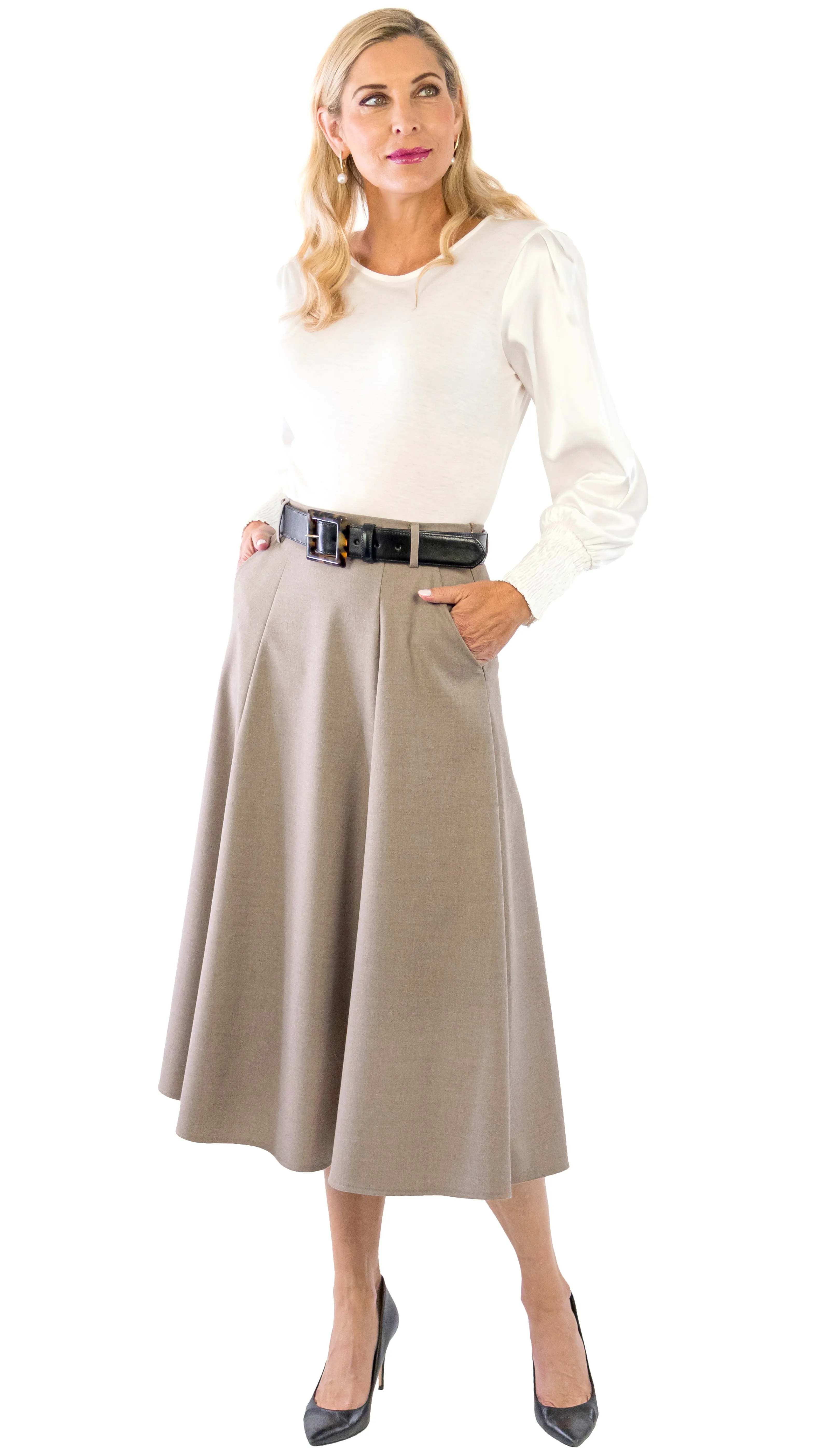 Classic Midi Skirt - Taupe