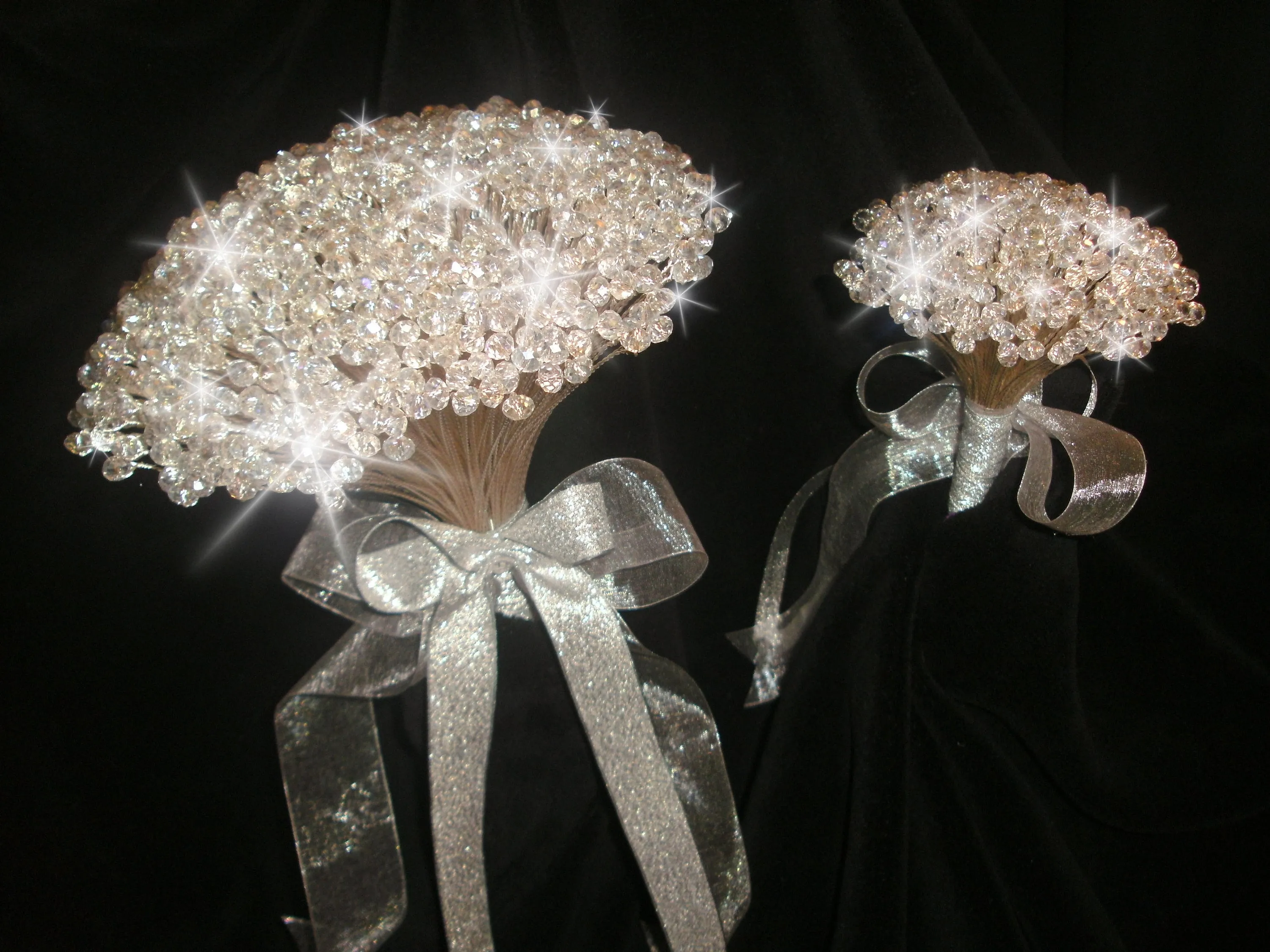 Clear Crystal bouquet, Brides wire bead jewel bouquet. rose gold. silver or Gold by Crystal wedding uk