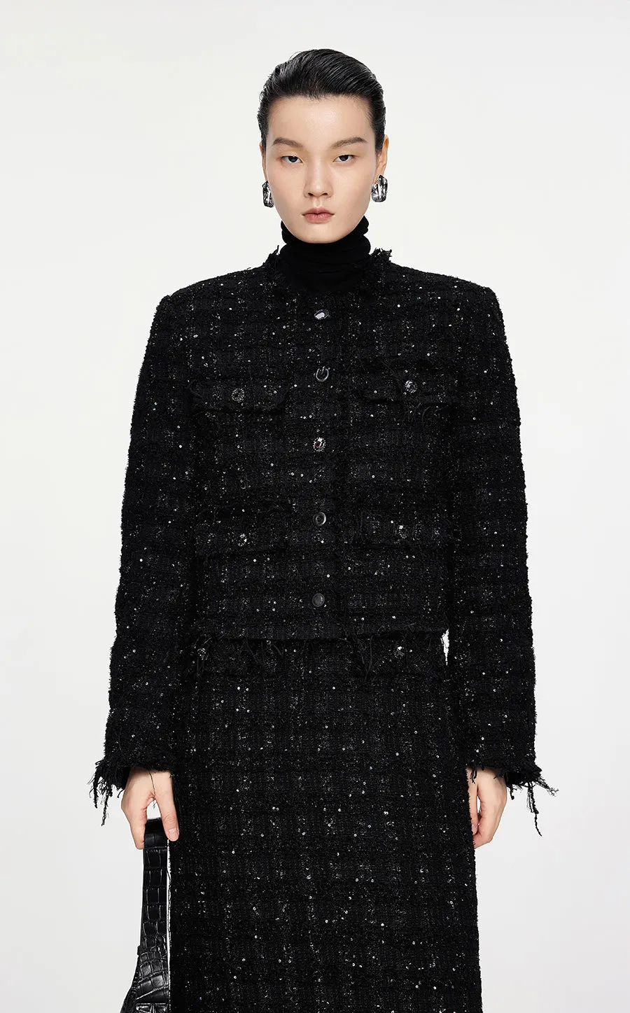 Coat / JNBY Cropped Jacquard Down Coat