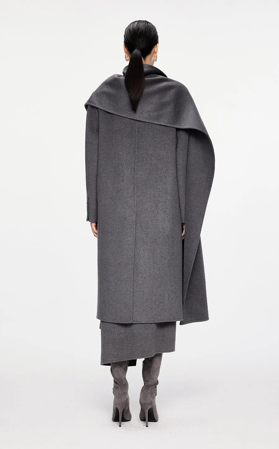 Coat / JNBY Mid-length Wool-cashmere Cape Coat